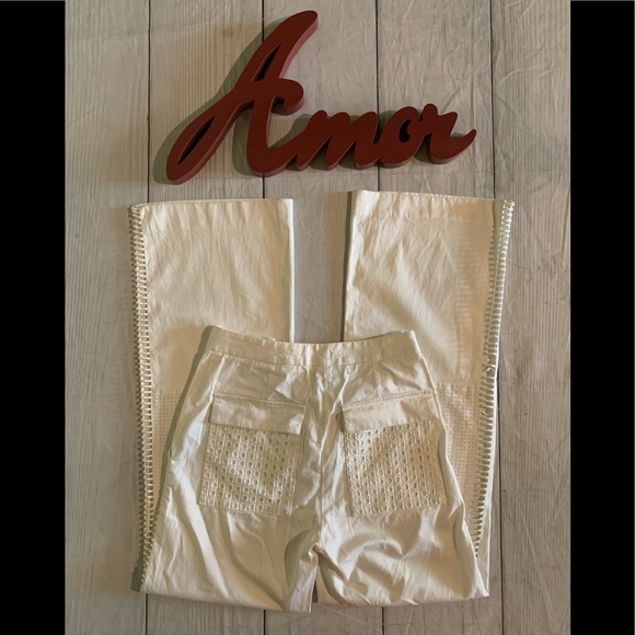 Belstaff Size US 2/EU 36 White Trousers With Eyelet And Side Cut Out Details - Picture 7 of 11
